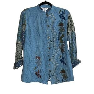 CITRON SANATA MONICA BAMBOO TOP WITH EMBROIDERY AND MADRAS SIZE M